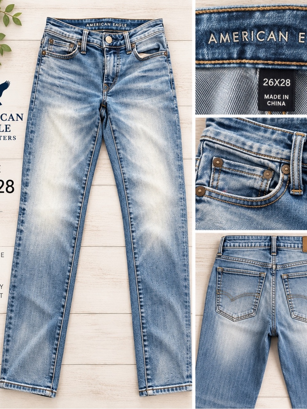 American Eagle Outfitters Women's Light Blue Straight Leg Jeans